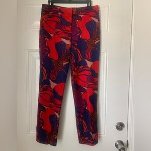 Trina Turk Vibrant Red and Navy Floral Pants Size 4